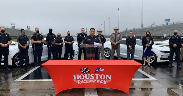 Law enforcement agencies from throughout the Greater Houston area joined Harris County Sheriff Ed Gonzalez for a press conference at Houston Raceway Park on Tuesday, March 16. During the press conference, Gonzalez announced that enforcement of laws against street racing would be ramped up throughout the week and into the weekend as racers from across the country came to town for the TX2K21 Roll & Drag Race Nationals at Houston Raceway Park.